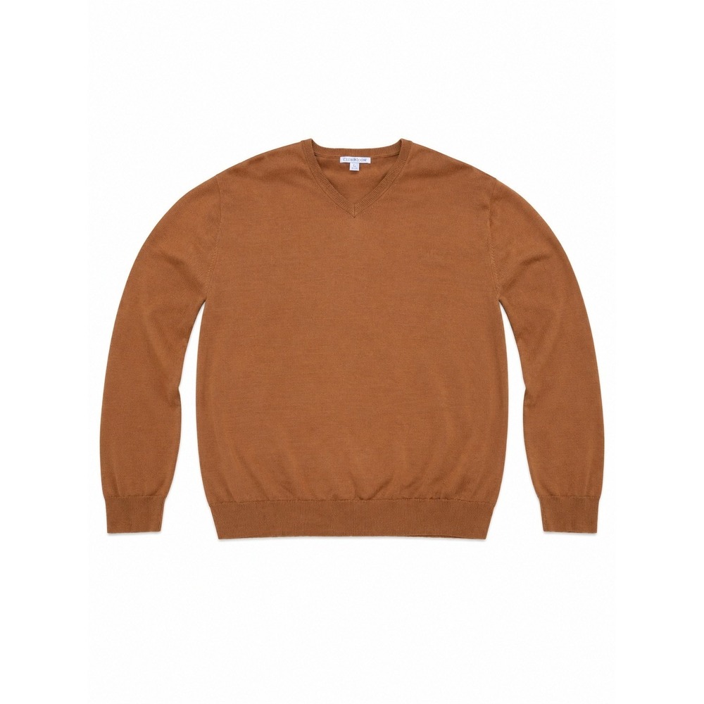 Linea Uomo Mens 4X Rust Brown Wool Blend V-Neck‎ Pullover Sweater